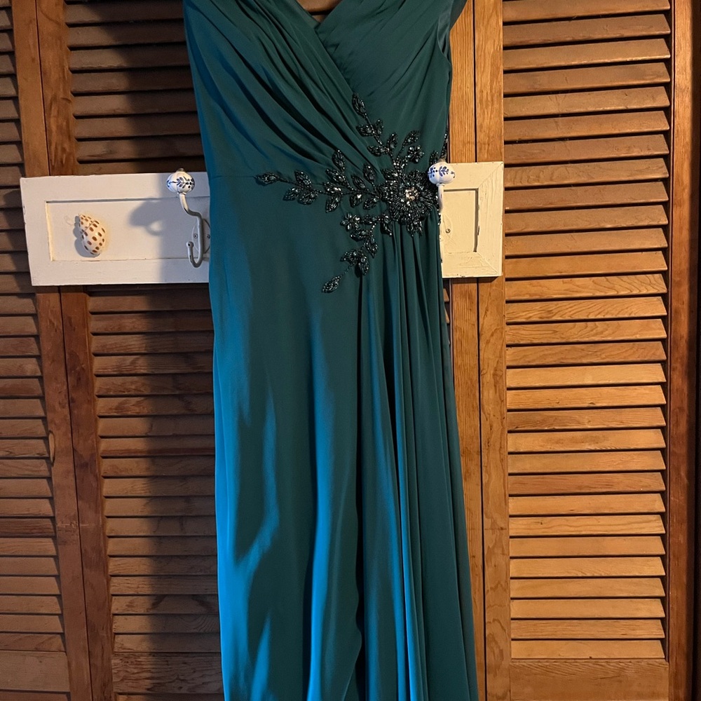 Green Asymmetrical One Shoulder Gown with Sweetheart Neckline